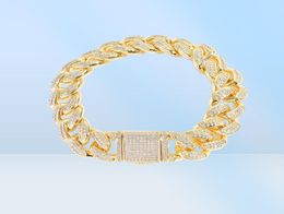 Fashion Hip Hop Necklace for Men Women Bracelet 15mm Cuban Chain 18K Real Gold Plating Necklaces Chains with 5A Zirconia Stone Uni6356372