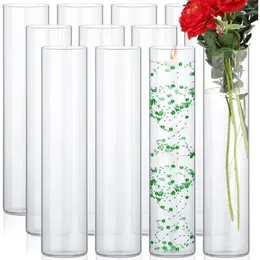 Vases 12 Pack Glass Cylinder Clear Flower Vase Tall Floating Candle Holders Centrepiece For Table Home (18 Inch) Decor