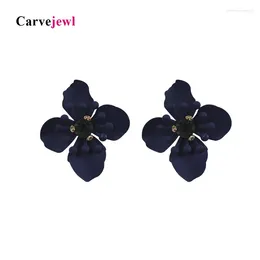 Stud Earrings Carvejewl Big Flower Blue Coating Crystal Rhinestone For Women Jewelry Girl Gift Fashion European Earring