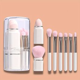 A Square Telescopic Makeup Brush with 8-in-1 Multifunctional Portable Transparent Box, A Complete Set of Essential Be