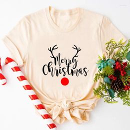 Women's T Shirts Merry Christmas Reindeer Face Shirt Cute Women Graphic Xmas Party Gift Tshirt Funny Winter Holiday Youth Tops Tees