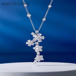 Luxury Top Grade Vancelfe Brand Designer Necklace S925 Sterling Silver Night Dream White Diamond Flower Necklace High Quality Jeweliry Gift