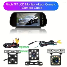 7" TFT Colour LCD Screen 2 Video Input Car Mirror Monitor Vehicle Parking In-Mirror For DVD/VCR/Car Reverse Camera