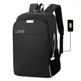 Backpack 15.6" Password Lock Anti-theft Computer Bag Large Capacity Schoolbag Men's Outdoor Travel USB Rechargeable