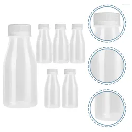 Take Out Containers 6 Pcs Juice Bottling Plastic Bottles Iced Coffee Lightweight Cold Beverage Packing Leakproof