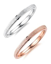 Wedding Rings Fashion SilverRose Gold Color Stainless Steel Frosted Ring For Women Party Promise Band Anniversary Engagement Jewe7079946