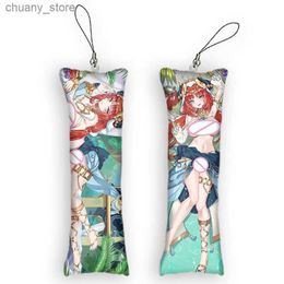 Keychains Lanyards Genshin Impact Dakimakura Mini Keychain Nilou Anime Key Chain Small Pillow Decor Pendant Otaku Gift Kawaii Backpack Pendants Y240417