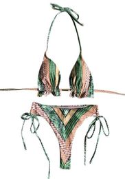 Women039s Swimwear Swimsuit Bikini Bikinis 2021 Mujer Push Up Rainbow Striped Print Bandage Swim Suit Tankini Beach7843215