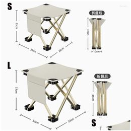 Camp Furniture Portable Folding Cam Chairs Outdoors Beach Chair Collapsible Foot Stool Hiking Train Travel Picnic Fishing Seat Drop De Dhudi