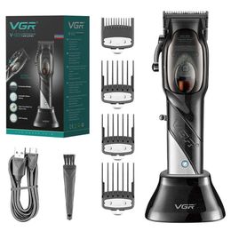 Original VGR Professional Hair Trimmer For Men Adjustable Body Beard Hair Clipper Electric Rechargeable Haircut Machine Barber 240412