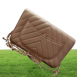 Realfine888 Wallets 5A WOC Caviar Grainy Quilted Flap Classic Wallet on Chain for women Gold hardware with Dust BagBox2075451