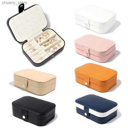 Accessories Packaging Organizers 1 Pcs Jewelry Box Rectangle Metal Buckle Storage Box Ring Earring Necklace with Holder Jewelry Organizer Display Case Y240417