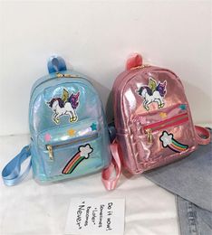 New Kids Backpacks Kindergarten Baby School Bags Children Cute Fashion Sequins Unicorn Adornment Crossbody Bags Kids Snacks Bags1495420