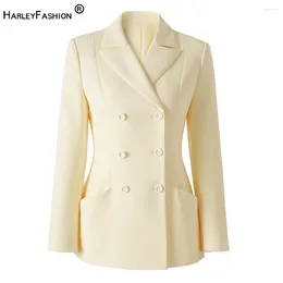 Women's Suits Basic Design All-match Breif Style Notched Women Beige Formal Quality Blazers Superior Color Lady Jackets