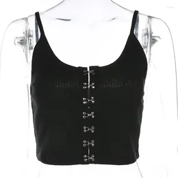 Women's Tanks Tank Top Women Cropped Cute Camis Sexy Black Crop Tops Female Sleeveless Button Up Vest Summer 2024 Coquette Y2K Clothes