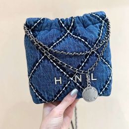 22bag Garbage Bag Denim Womens Diamond Gold Coin Mini Chain Diagonal Cross