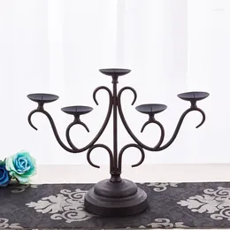 Candle Holders 2024 Retro Metal Candelabra 5 Pillar Taper Candles Tall Holder Stick For Home Wedding Event Party Festival Decor