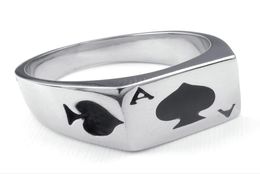 Selling Jewelry Mens Stainless Steel Ring Poker Spade Ace Personalized fashion 316L stainless steel ring6084971