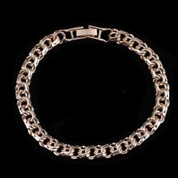 Charm Bracelets Bismark 585 Rose Gold Color Jewelry A Form of Weaving Long 7MM Wide Hand Catenary Men and Women 2211142584