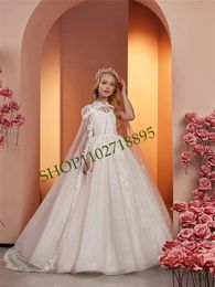 Ivory Sequins Exquisite Princess Ball Gown First Communion Prom Costumes Flower Girls Dresses For Weddings with Cape 240413