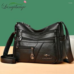 Totes Many Pockets Leather Handbags And Purses Luxury Designer Ladies Shoulder Crossbody Bags High Quality Brand Messenger Sac A Main