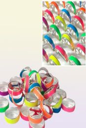 Bulk lots 50pcs color cute luminous band rings mix women men party gift charm jewelry whole290F5379809