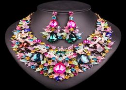 whole Beautiful Leaf Jewellery Bridal Jewelry Sets Rhinestone Party Wedding Prom Costume Accessories Necklace Earring Set Wome3262439