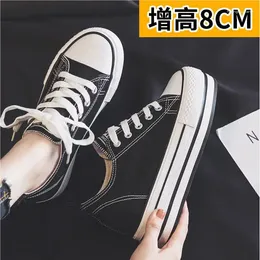 Casual Shoes Canvas Lace Up Classic Fashionable Versatile Thick-soled Inner Heightening Street Style Women 2024 Spring Summer