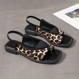 Dress Shoes Woman Leopard Flats Female Sandals Clip Toe Casual Summer Slingback Slippers Walking Flip Flops Trend Femme Slides Q38