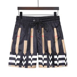 Men's new fashion letter print swim shorts casual loose sports men's golf summer drawstring striped beach pants High street trend hip hop best-selling shorts D58