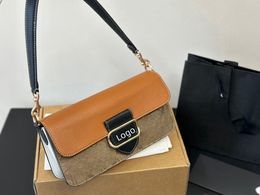 Top Quality Designer Coaches Morgan Leather Handbag Pepper Shoulder Bag Classic Vintage Buckle Flap Crossbody Bag Khaki Color Patchwork Brown Bag