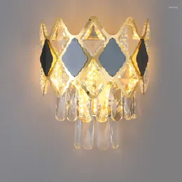 Wall Lamp K9 Crystal Light Modern Living Room Background Bedroom Bedside Luxury Lustre Gold Black Art Decor Luminaire