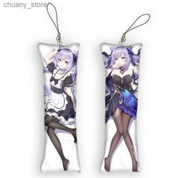 Keychains Lanyards Genshin Impact Keqing Dakimakura Mini Keychain Anime Double-Sided Printed Small Pillow Pendant Cute Otaku Keychain Bag Ornament Y240417