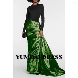 Party Dresses YUMDI Green Tight Irregular Evening Gown Ladies Long SleGreeneve Cocktai Dress On Sexy Wrap Fishtail Vestidos De Fiesta