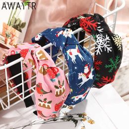 Headbands Christmas Hair Accessories For Women Snowflake Print Hairband Simple Knotted Headband Girls Headwear Hair Band Party Prom Gift Y240417