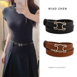 Belt Womens Triumphal Arch Belt Versatile Jeans Belt Slim Fit Thin Belt Womens Korean Fashion Decorative Dress