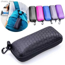 Sunglasses Cases New Glasses Storage Box Eyewear Cases Cover Sunglasses Case For Women Glasses Box With Lanyard Zipper Eyeglass Cases For Men Y240416