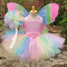 Girl Dresses Girls Pastel Butterfly Flower Tutu Dress Kids Fairy Outfit Children Birthday Halloween Christmas Costume Wedding