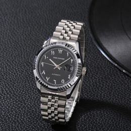 Luxury Steel Arabic Numbers Watches Automatic Movement Urdu Numerals Mechanical Wristwatch Men Waterproof Erkek Saatleri 240407