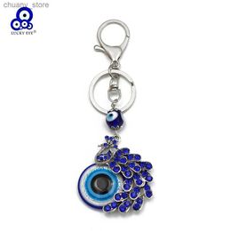 Keychains Bedanyards Lucky Eye Turkish Mal Eye Keychain liga -chave Titular da cadeia Blue Glass Bead Bag Caryring para homens homens pulseras Bijoux Y240417