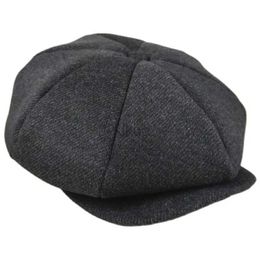 Berets Big Head Men Plus Size Berets Adult Herringbone Felt Octagon Cap Women Winter Pumpkin Hat Gatsby Flat Ivy Cap 56-58cm 59-60cm d240417