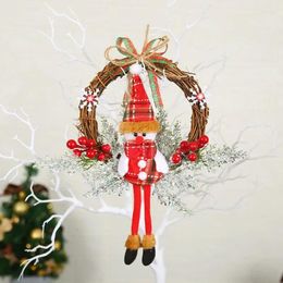 Decorative Flowers Elf Naughty Christmas Tree Pendant Handmade Garland Santa Claus Elk Snowman Hanging Wall Decorations