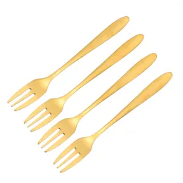 Dinnerware Sets 4 Pcs Cake Fork Three Tine Dessert Forks Kids Appetizer Teeth Stainless Steel Party Tabletop Fruit Picks Child