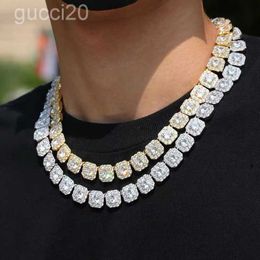 Chains Mens Iced Out 12mm Square Diamond Necklaces Hip Hop Bling Women Trendy Miami Cuban Curb Link Chain Bracelet Fashion Gold Silver Hipster Punk Jewelr 8CIF