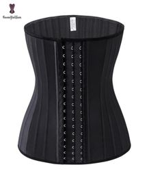 Black Cream 3 Hook And Eye 25 Steel Booned Latex Waist Trainer Fajas Girdle Sashes Waistband Plus Size Underwear Corselet Women 221299354