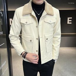 Men's Jackets Autumn Winter Corduroy Jacket Men Fleece Lining Keep Warm Windbreaker Single Breasted Military Outerwear M-3XL