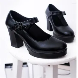 Casual Shoes Pmwrun Women's On Heels Women Platform Pumps Spring Summer Shallow Mouth Buckle Strap Round Toe For