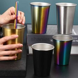 Mugs 350ml/500ml Stainless Steel Beer Cup Cold Water Drinks Wine Cup Metal Coffee Tumbler Tea Milk Mug for Camping Travel 240417