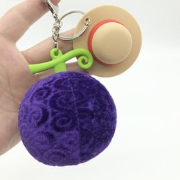 Anime Demon Fruit One Piece GK Demon Lufei Hat Rubber Fruit Plush Keychain Pendant Toy Backpack Pendants