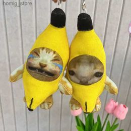 2023 Crying Banana Cat Plush Pendant Cute Banana Cat Doll With Sound Toy Keychain Car Bag Funny Pendant Keyring Gifts New Y240415